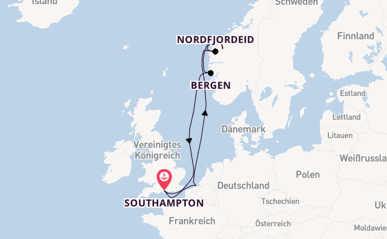 Norwegen ab Southampton, Großbritannien auf der Celebrity Apex