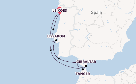 Portugal vanaf Leixões, Portugal met de Mein Schiff 6