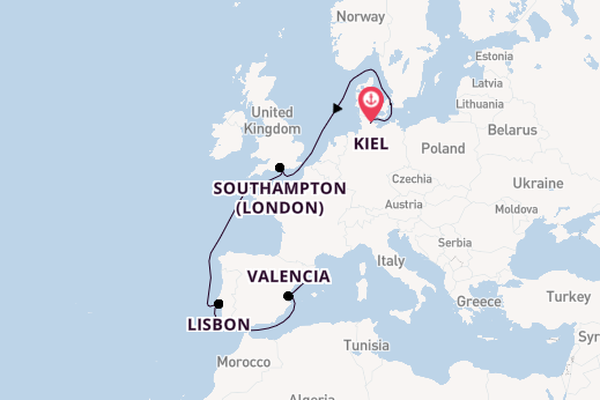 Western Mediterranean from Kiel, Germany with the MSC Euribia