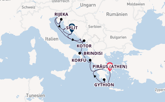 Östliches Mittelmeer ab Piräus (Athen), Griechenland auf der Seabourn Ovation