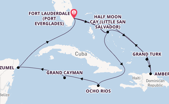 Caribbean from Fort Lauderdale (Port Everglades), Florida with the Nieuw Statendam