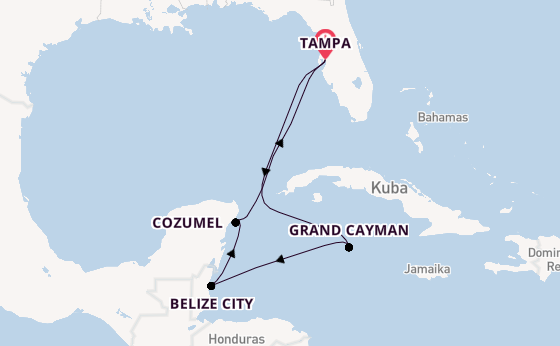 Westliche Karibik ab Tampa, Florida, USA auf der Carnival Legend