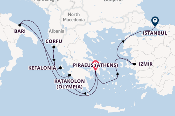 Eastern Mediterranean from Piraeus (Athens), Greece with the MSC Sinfonia