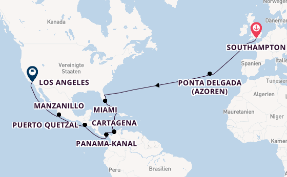 Transatlantik ab Southampton, Großbritannien auf der Queen Anne