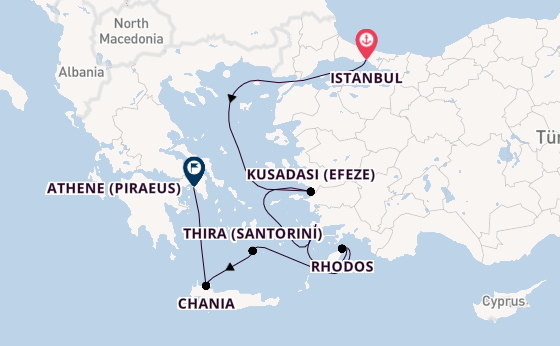 Oostelijke Middellandse Zee vanaf Istanbul, Turkije met de Rhapsody of the Seas