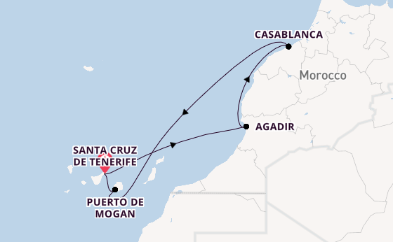 Canary Islands from Santa Cruz de Tenerife, Spain with the Azura