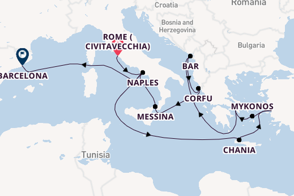 Sunlit Sojourn - Rome, Greek Isles & Barcelona