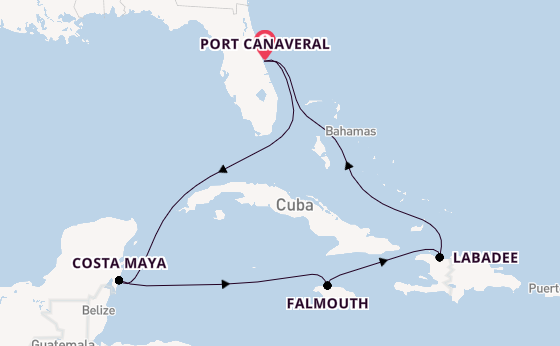 Caribbean vanaf Port Canaveral, Verenigde Staten met de Star of the Seas