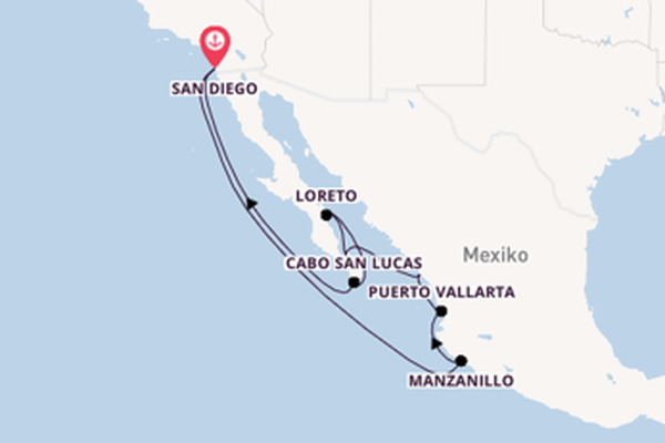 Mexikanische Riviera ab San Diego, USA auf der Koningsdam