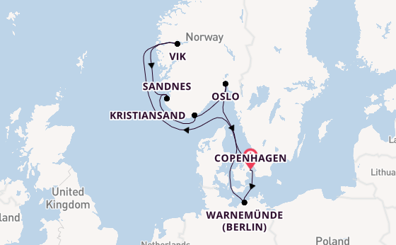 Norway from Copenhagen, Denmark with the MSC Splendida