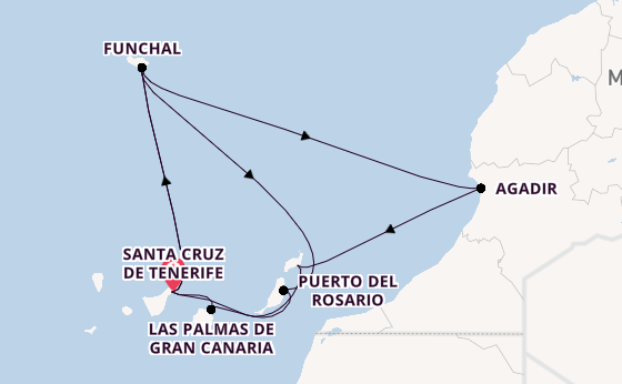 Canary Islands from Santa Cruz de Tenerife, Spain with the Azura
