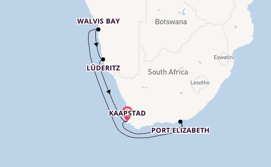 Zuidelijk Afrika vanaf Kaapstad, Zuid-Afrika met AIDAblu