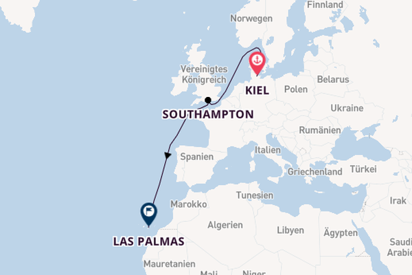 England ab Kiel, Deutschland auf der MSC Euribia