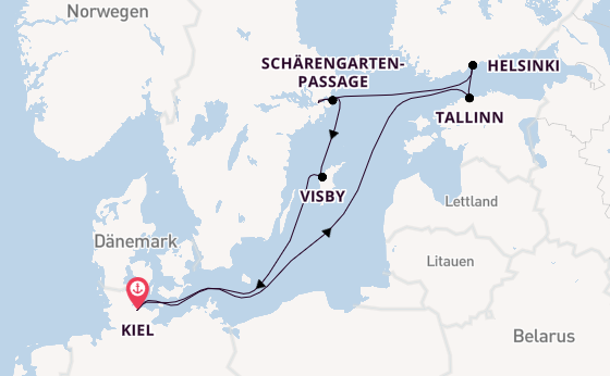 Ostsee ab Kiel, Deutschland auf AIDAperla