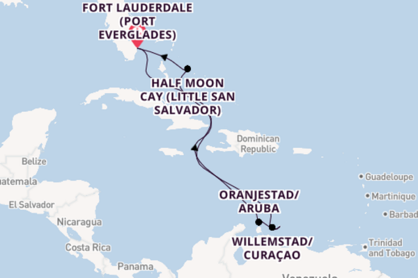 Caribbean from Fort Lauderdale (Port Everglades), Florida, USA with the Rotterdam