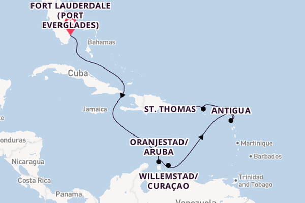 Caribbean from Fort Lauderdale (Port Everglades), Florida, USA with the Crown Princess