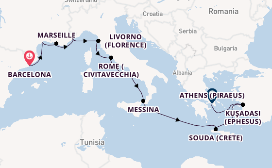 Western Mediterranean from Barcelona, Spain with the Viking Vela