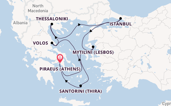 Eastern Mediterranean from Piraeus (Athens), Greece with the EXPLORA I