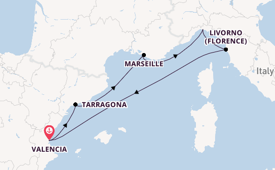 Western Mediterranean from Valencia, Spain with the MSC Sinfonia