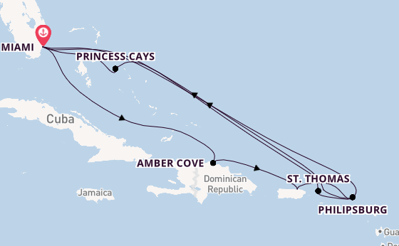 Caribbean vanaf Miami, Verenigde Staten met de Regal Princess
