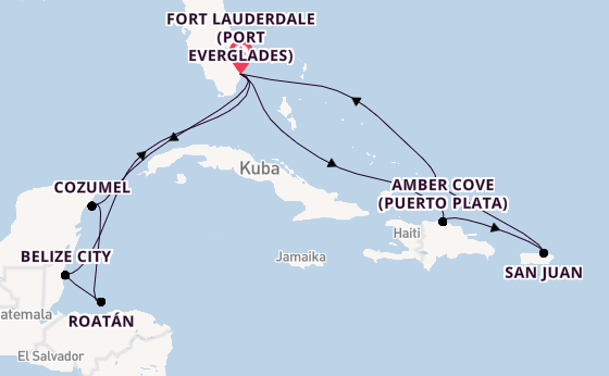 Karibik ab Fort Lauderdale (Port Everglades), USA auf der Sun Princess