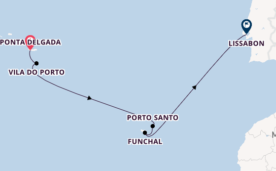 Portugal vanaf Ponta Delgada, Azoren, Portugal met de Le Boréal