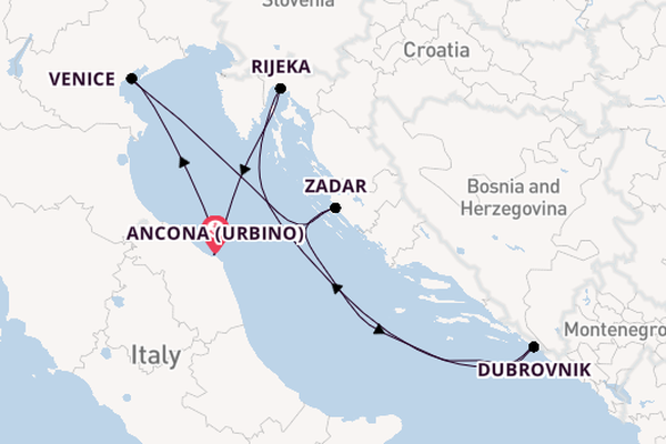 Mediterranean from Ancona (Urbino), Italy with the MSC Lirica