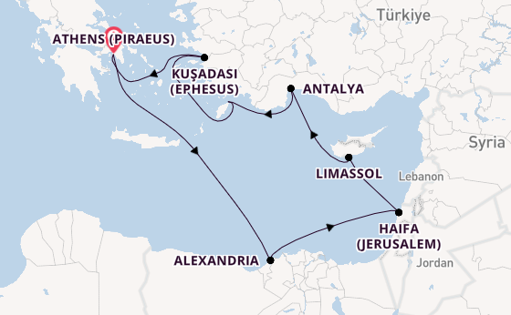 Eastern Mediterranean from Athens (Piraeus), Greece with the Rotterdam