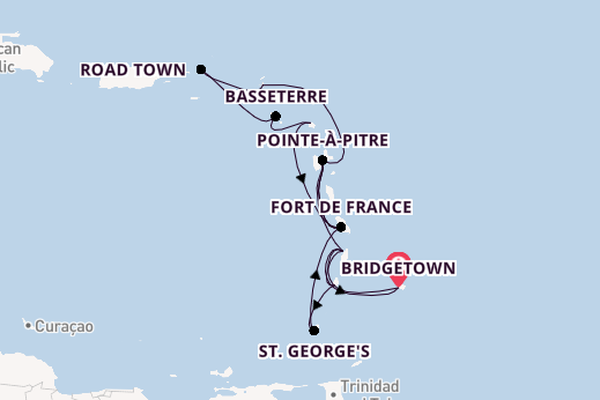 Southern Caribbean from Bridgetown, Barbados with the MSC Virtuosa