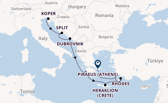 Eastern Mediterranean from Trieste, Italy with the Allura