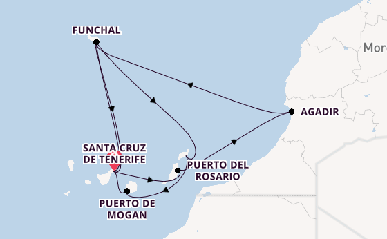 Canary Islands from Santa Cruz de Tenerife, Spain with the Azura