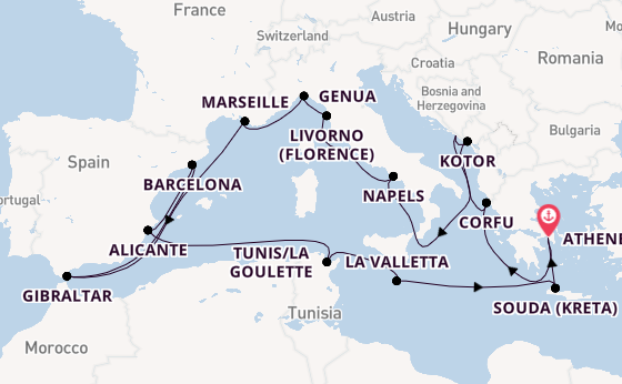 Middellandse Zee vanaf Athene (Piraeus), Griekenland met de Nieuw Statendam