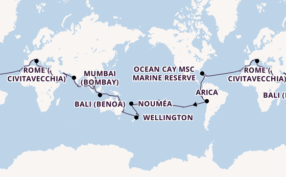 Round-the-World Trip from Genoa, Italy with the MSC Magnifica