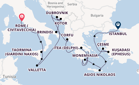 Mediterranean Sea from Rome (Civitavecchia), Italy with the Seabourn Ovation 