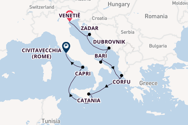 Middellandse Zee vanaf Venetië, Italië met de Nautica