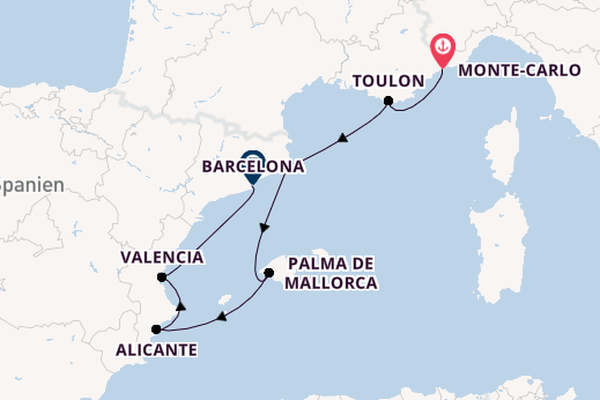 Westliches Mittelmeer ab Monte-Carlo, Monaco auf der Silver Ray