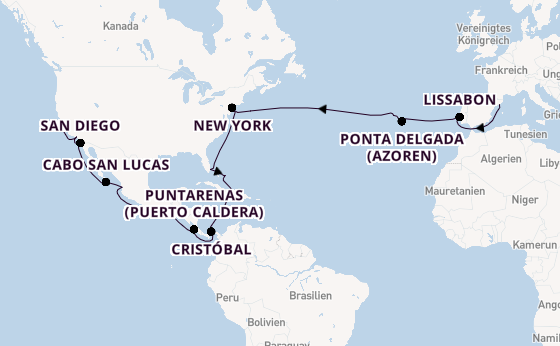 Transatlantik ab Barcelona, Spanien auf der Costa Deliziosa