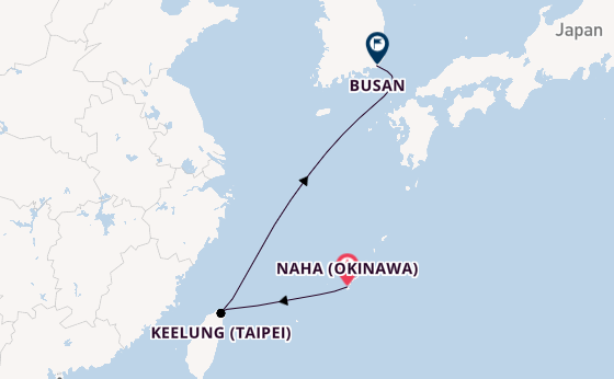 Oost-Azië vanaf Naha (Okinawa), Japan met de Costa Serena