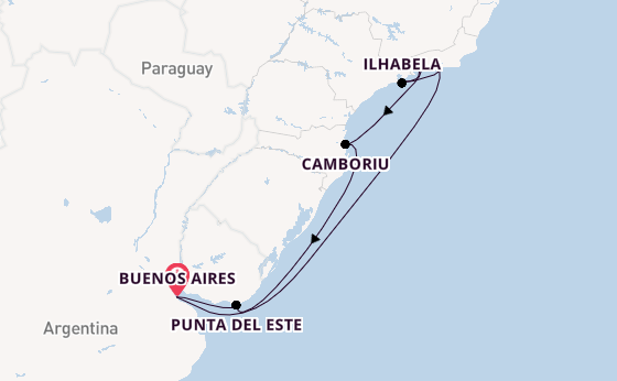 South America from Buenos Aires, Argentina with the MSC Splendida