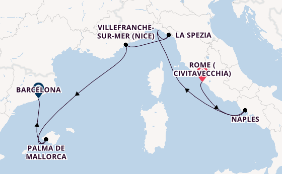 Western Mediterranean from Rome (Civitavecchia), Italy with the Celebrity Equinox