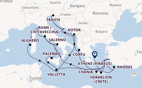 Mediterranean Sea from Rome (Civitavecchia), Italy with the Enchanted Princess