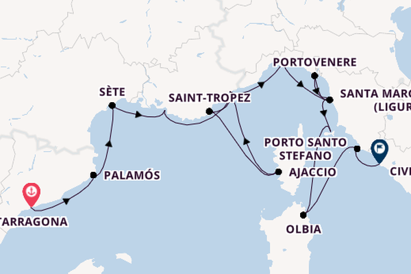 Western Mediterranean from Tarragona, Spain with the Azamara Quest