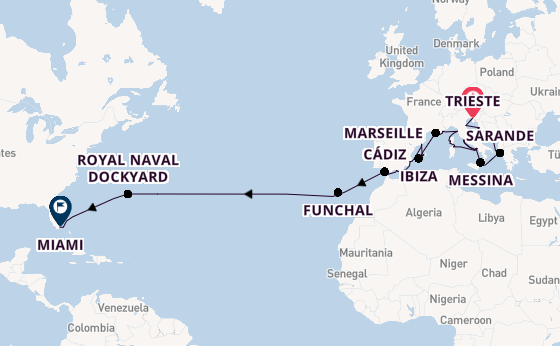 Transatlantic from Trieste, Italy with the Sonata (Oceania)