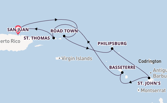 Caribbean vanaf San Juan, Puerto Rico met de Rhapsody of the Seas