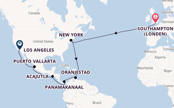 trans-Atlantisch vanaf Southampton (Londen), Engeland met de Queen Victoria