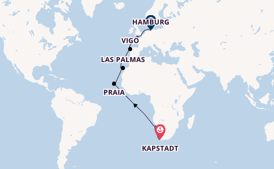 Kanarische Inseln ab Kapstadt, Südafrika auf AIDAperla