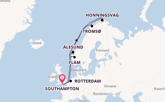Norwegen ab Southampton, Großbritannien auf der Celebrity Apex