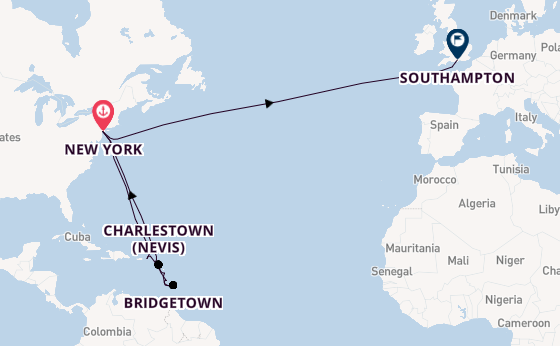 Transatlantic from New York, USA with the Queen Mary 2