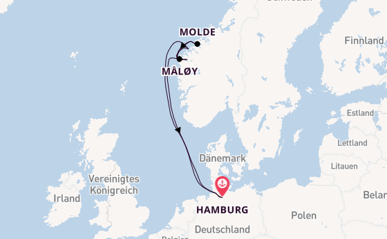 Norwegen ab Hamburg, Deutschland auf AIDAperla