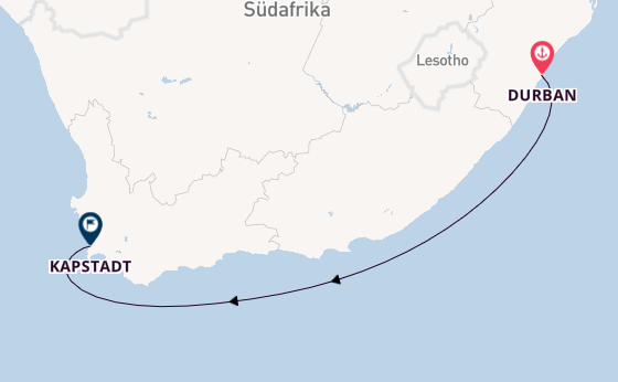 Südafrika ab Durban, Südafrika auf der MSC Armonia 